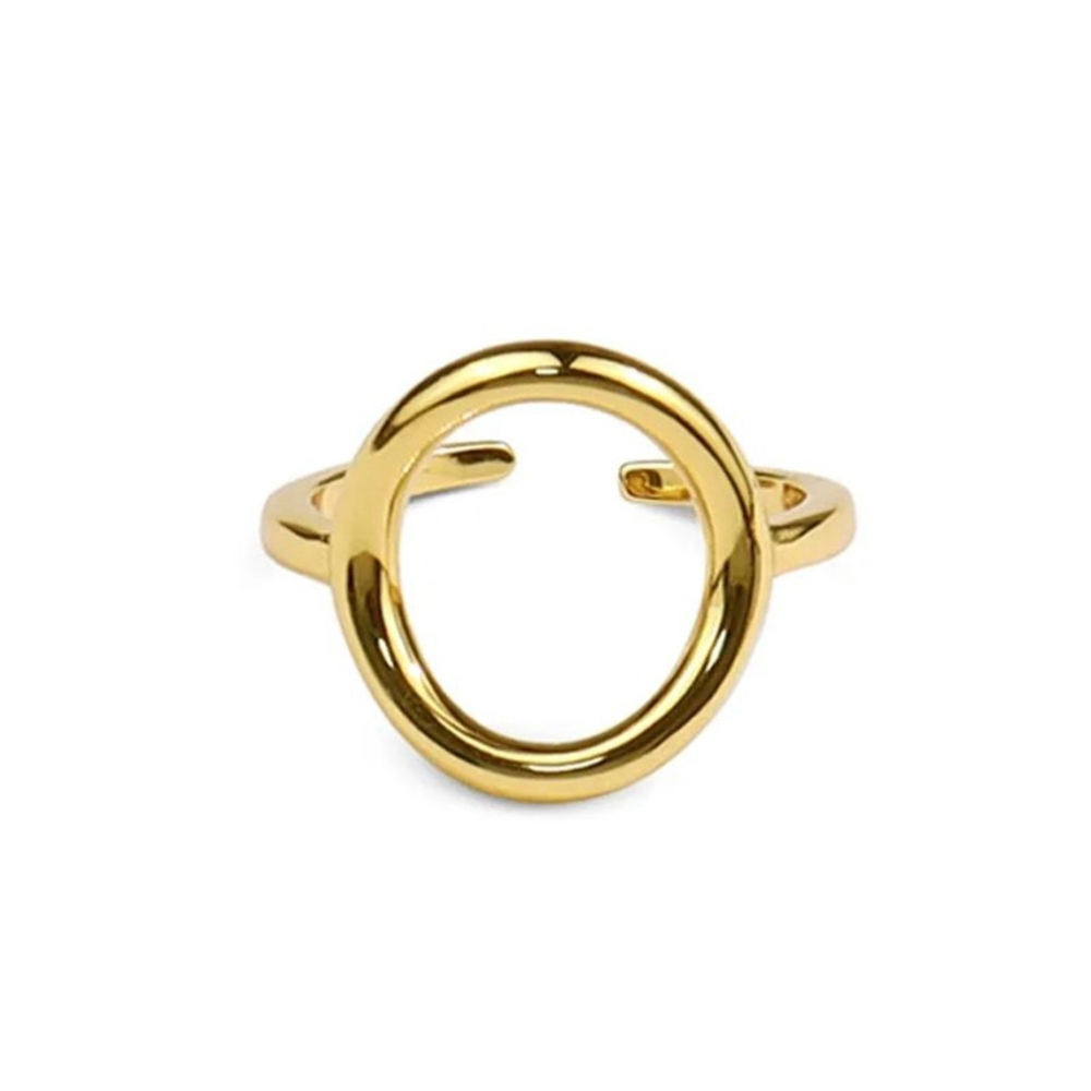 Womens Yellow‎ Gold Plated S925 Circle Ring, Adjustable
